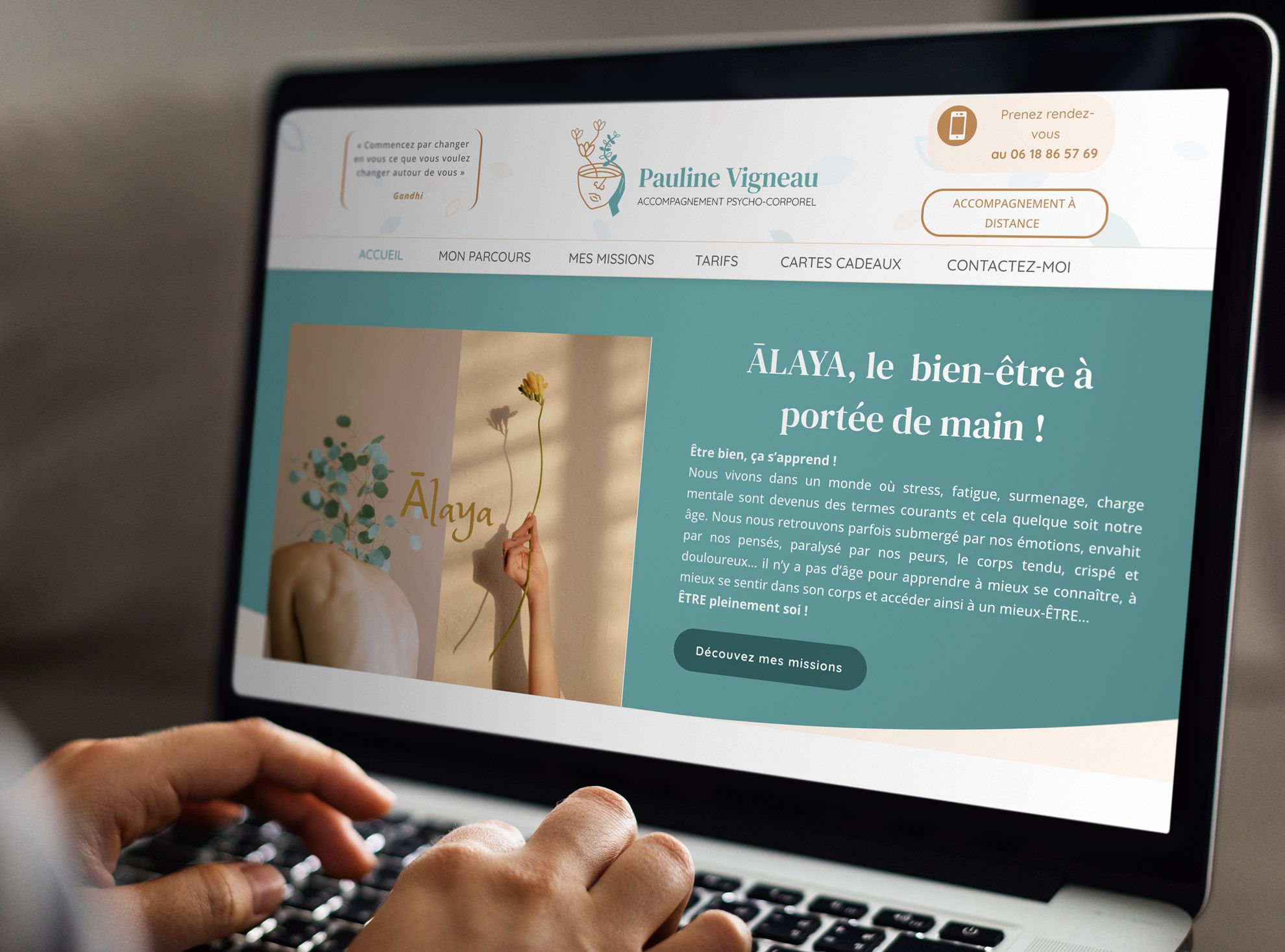 Site internet Pauline Vigneau Alaya Bien-être, une réalisation Madetocom